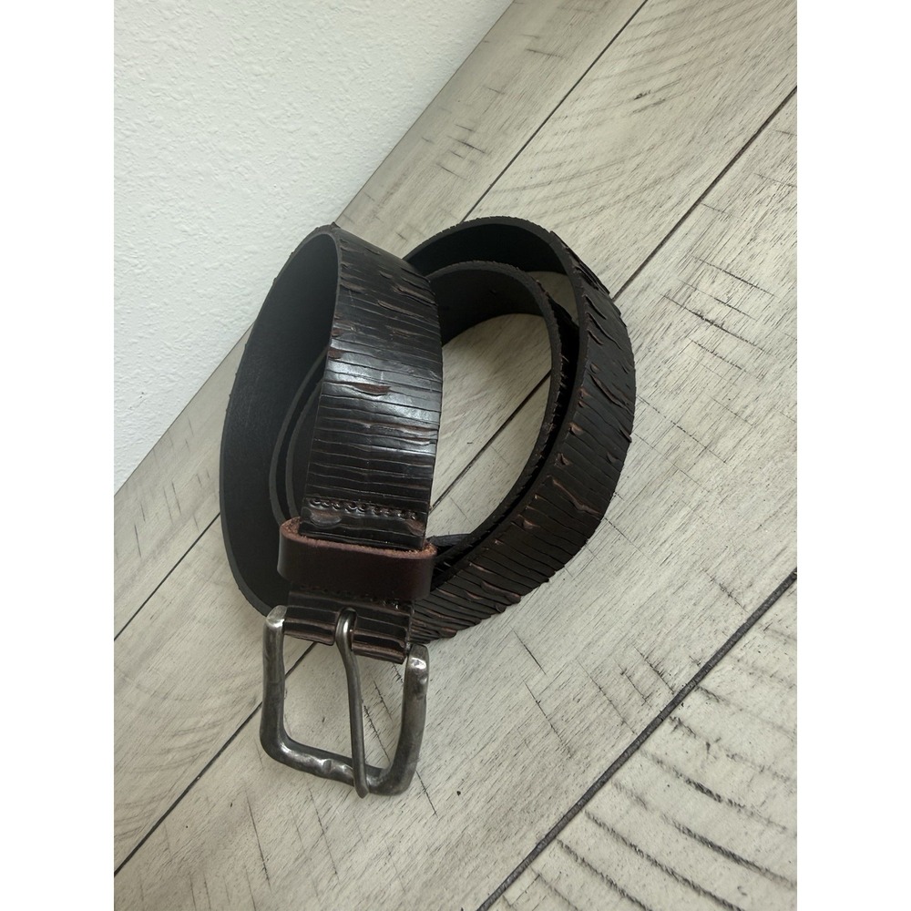 Leather Belt  Leather Island Bill Lavin Black Textured  Leather  Size 42